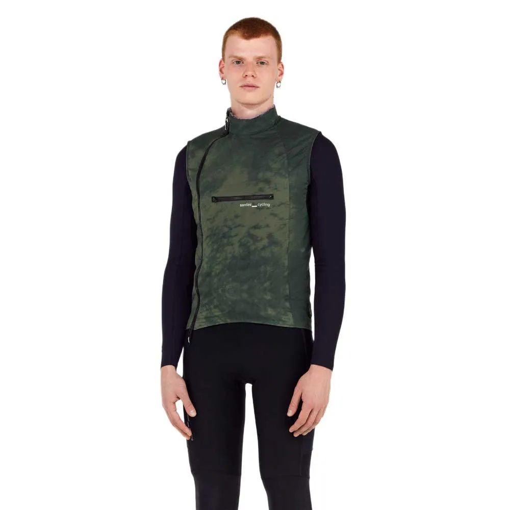 Gilet isolant vélo Santini Alpha Insulated vert militaire
